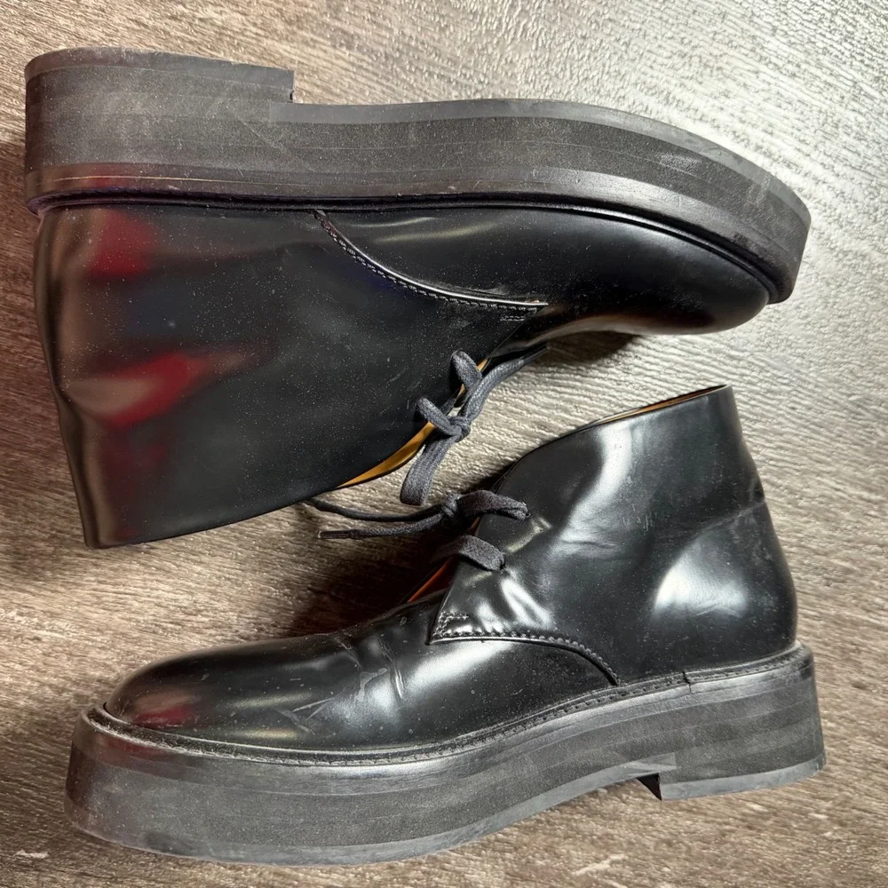 Paul Smith Chukka Boots Mens 41 Black Leather Platform Made in Italy P086